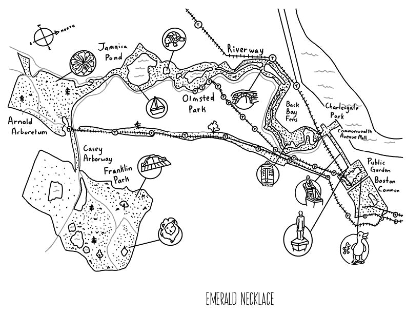 Emerald Necklace Colorful Boston Explore and Color Travel Guide and Coloring Book Boston and surrounding areas Parks