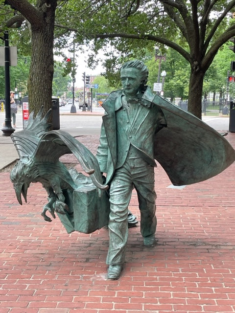 Edgar Allan Poe Statue Boston as seen in Colorful Boston Explore and Color